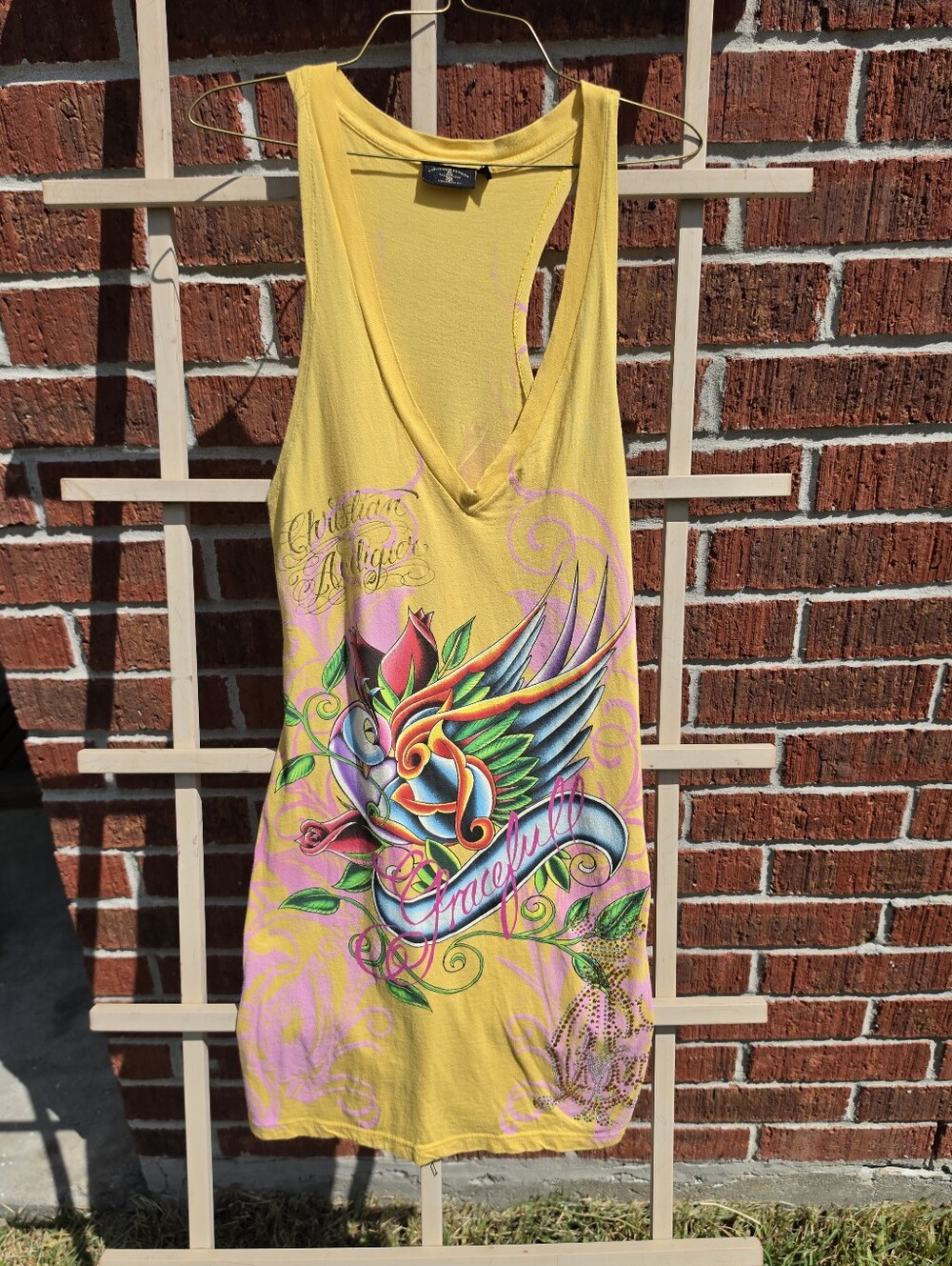 Y2K Vintage Christian Audigier Gracefull Tank Dress Large